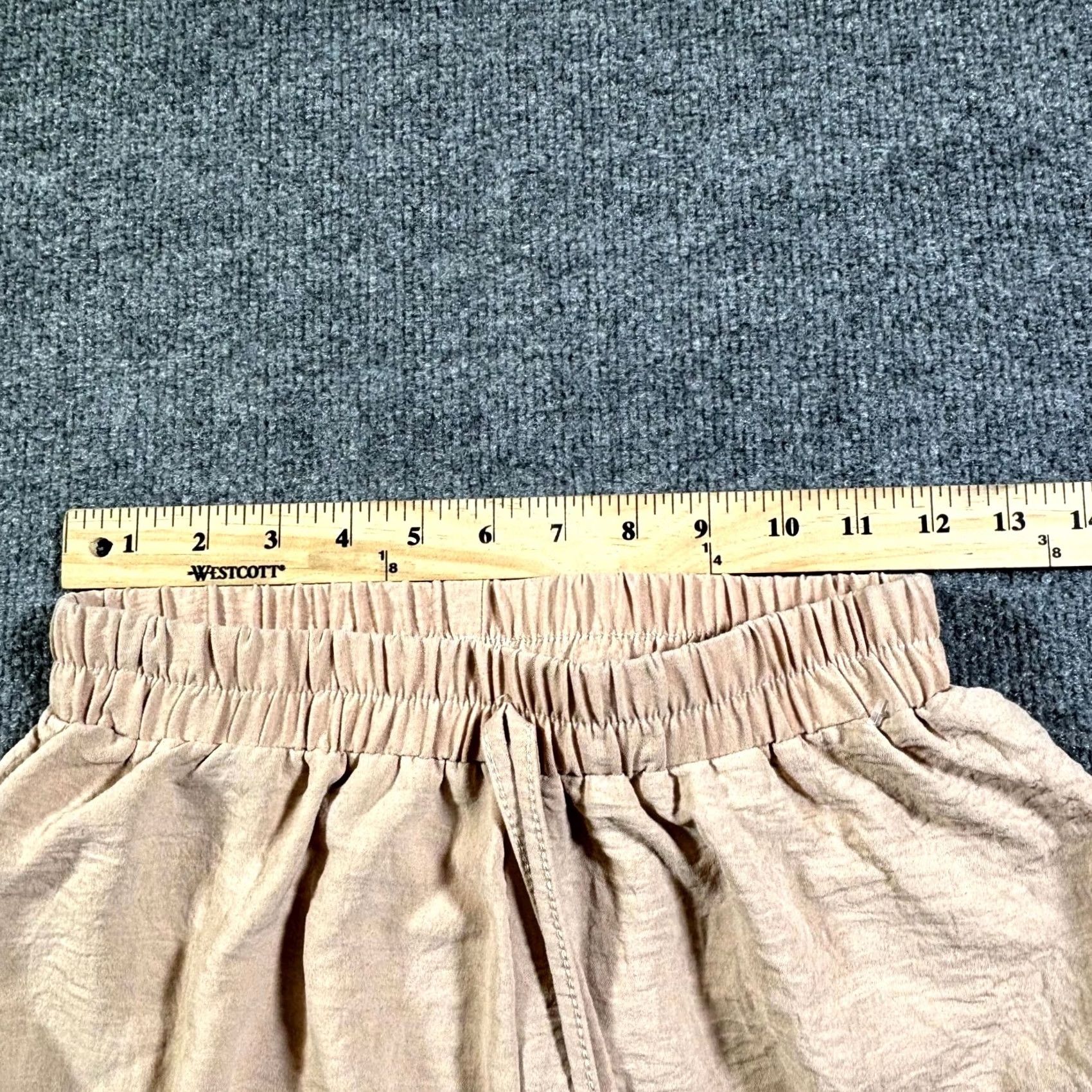 Vintage Palazzo Pant Women's S Beige Drawstring Casual Slash Pockets Whiskered Outdoor Size 28" / US 6 / IT 42 - 4 Thumbnail