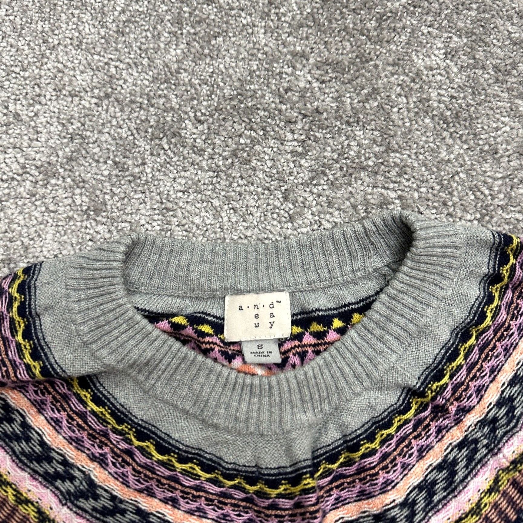 Vintage A New Day Pullover Sweater Women's Knit Gray Argyle/Diamond Crew Neck Raglan Long Sleeve Casual Shirt Size L / US 10 / IT 46 - 4 Thumbnail