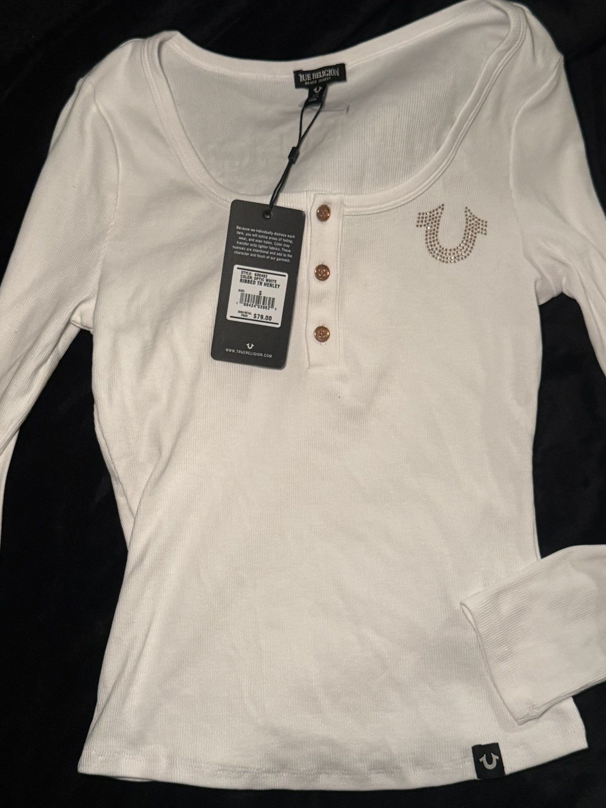 True Religion Y2K True Religion White Ribbed Henley Top Size S Size S / US 4 / IT 40 - 1 Thumbnail
