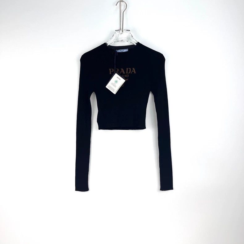 Prada Prada Size 38 Black classic logo mulberry silk elastic kni Size US XS / EU 42 / 0 - 3 Thumbnail