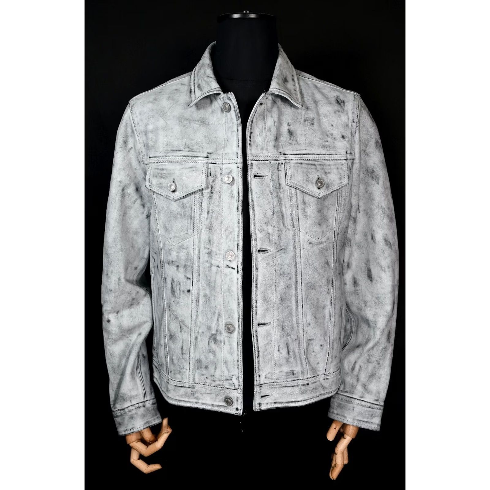 Allsaints All Saints Dixon Leather Jacket Men L Gray Motorcycle Jacket Size US L / EU 52-54 / 3 - 5 Thumbnail