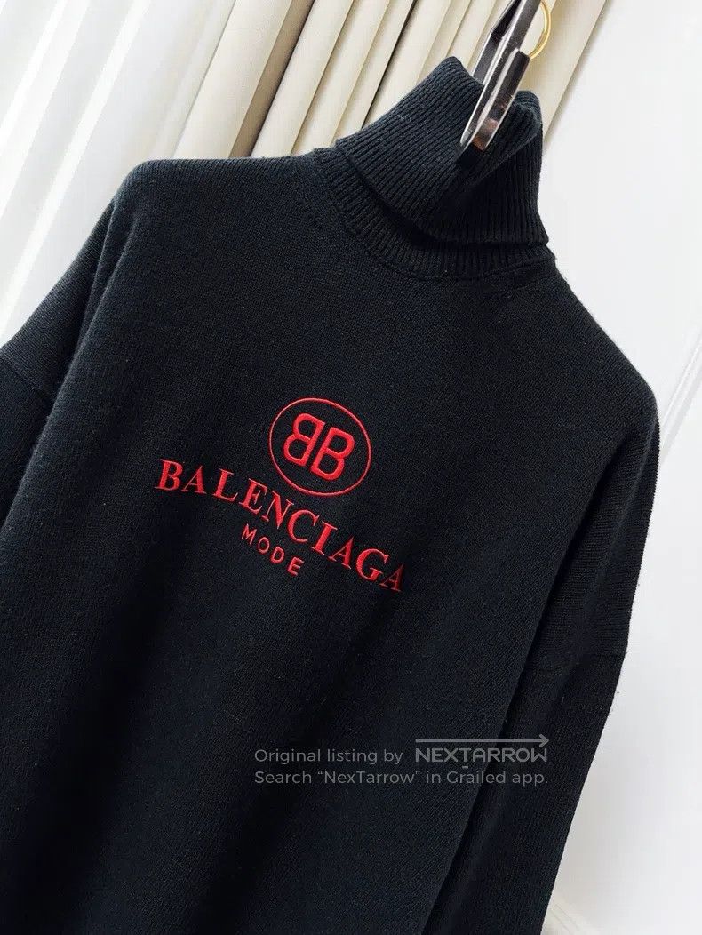 Balenciaga Balenciaga Black Red Double B Letter Logo Cashmere Black T Size XXS / US 00 / IT 34 - 3 Thumbnail