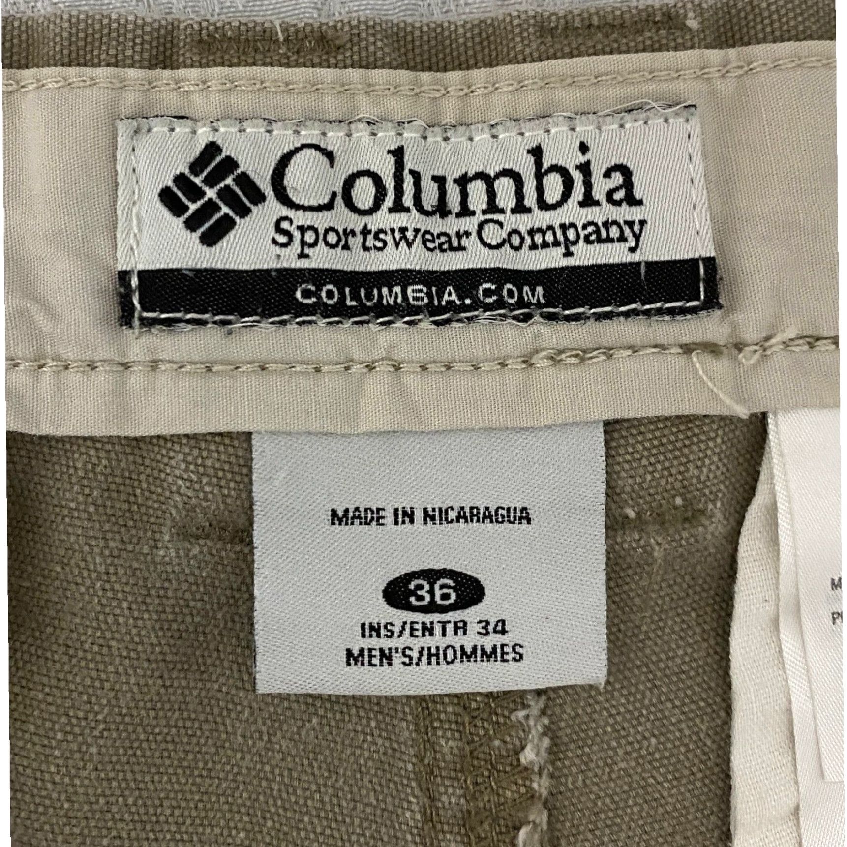 Vintage Columbia Cargo Pants Mens 36 Beige Cotton Canvas Work Utility Straight Front Zip Button Pockets Logo Size US 36 / EU 52 - 7 Thumbnail