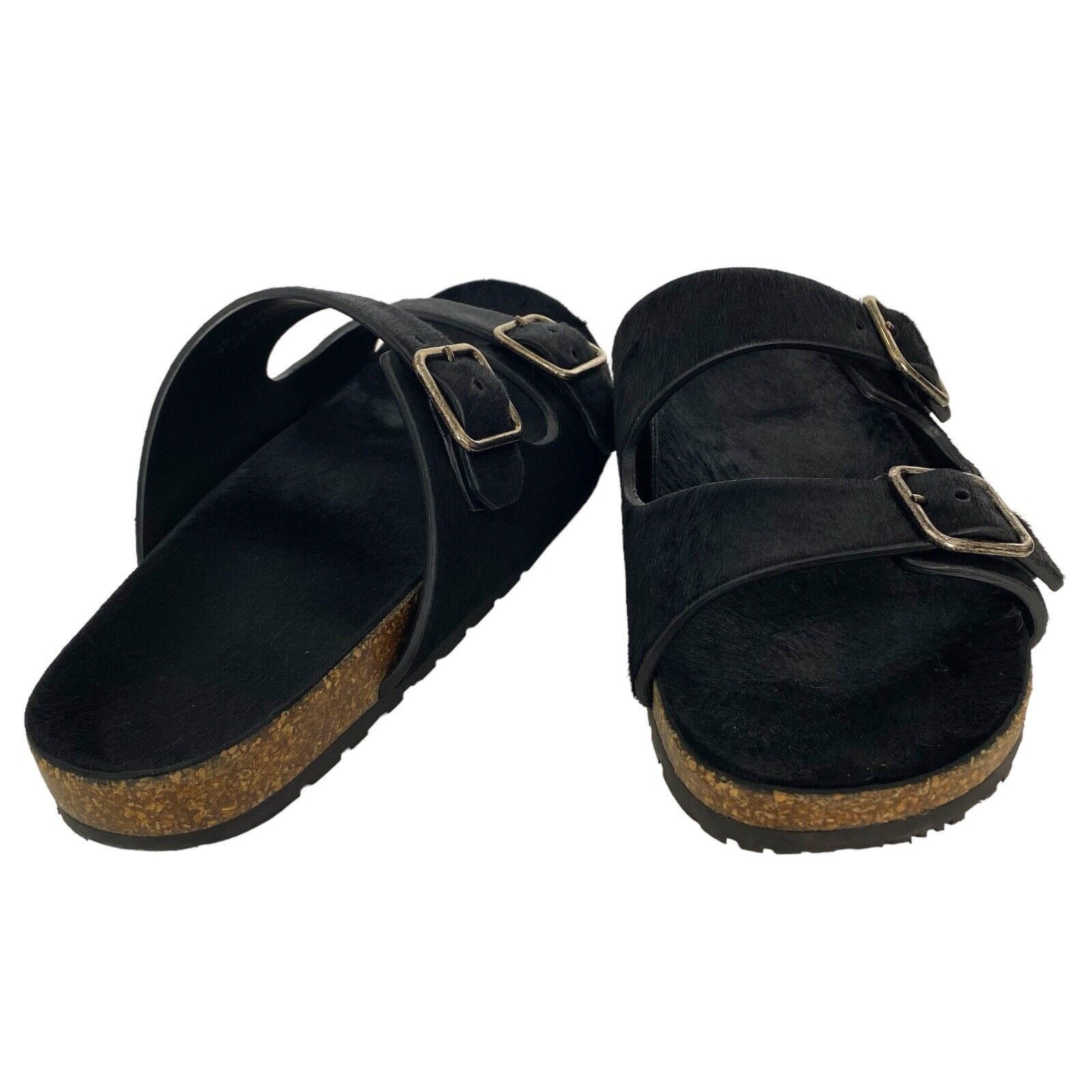 Saint Laurent Paris $795 Unisex Black Calf Hair Jimmy Sandal Slide EU 42 Size US 9 / EU 42 - 3 Thumbnail