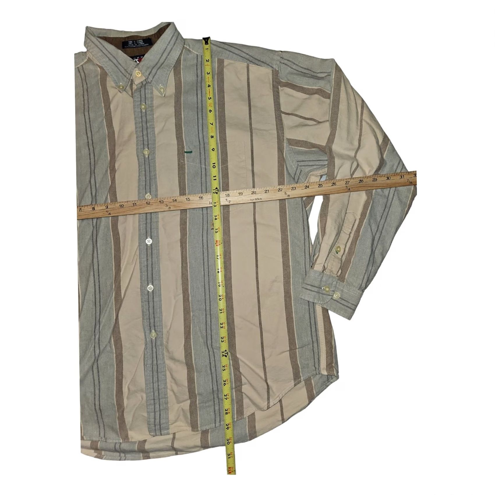 Tommy Hilfiger VINTAGE Tommy Hilfiger Button-Down Shirt XL Men Beige Striped 90s Classic Preppy Embroidered Pocket Dress Shirt Size US XL / EU 56 / 4 - 3 Thumbnail