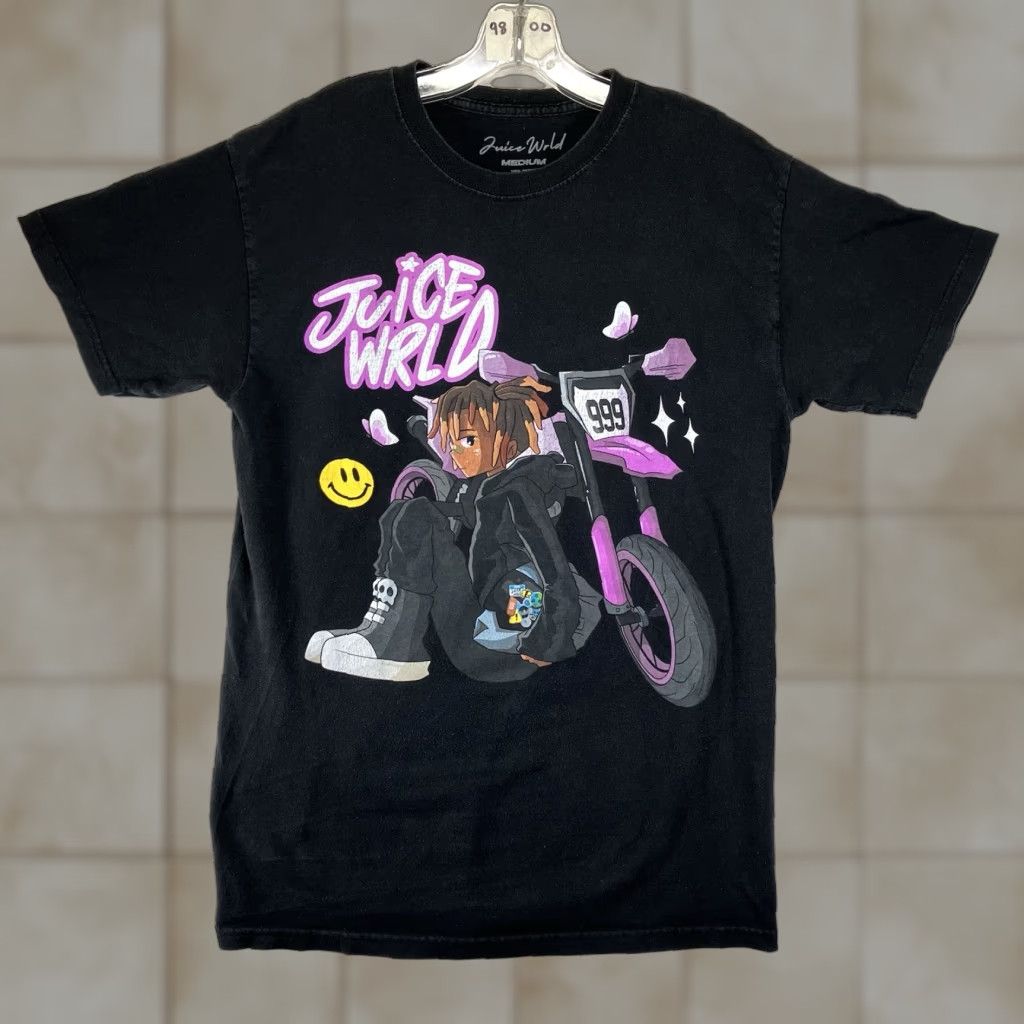 Vintage Juice Wrld Manga Anime Dirt Bike Graphic Print Faded Black T-Shirt Men Medium Size US M / EU 48-50 / 2 - 1 Thumbnail