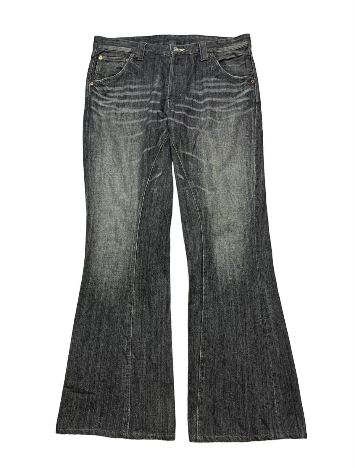 Hysteric Glamour Flare Japanese Brand Unknown Double Seam Washed Black Size US 35 - 1 Thumbnail
