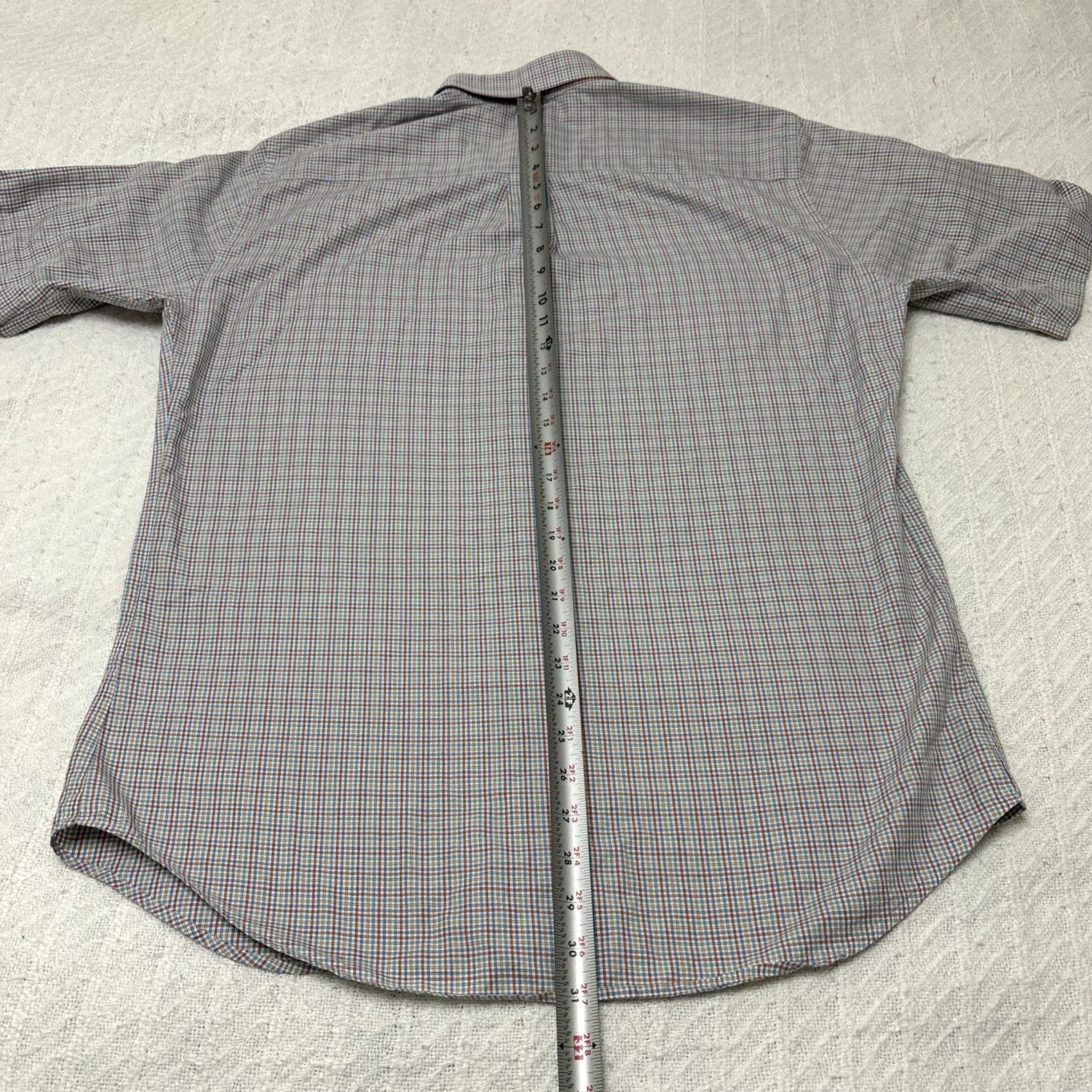 Peter Millar Peter Millar Mens L Red Blue Plaid Cotton Button-Down Short Sleeve Shirt Size US 33 - 7 Thumbnail