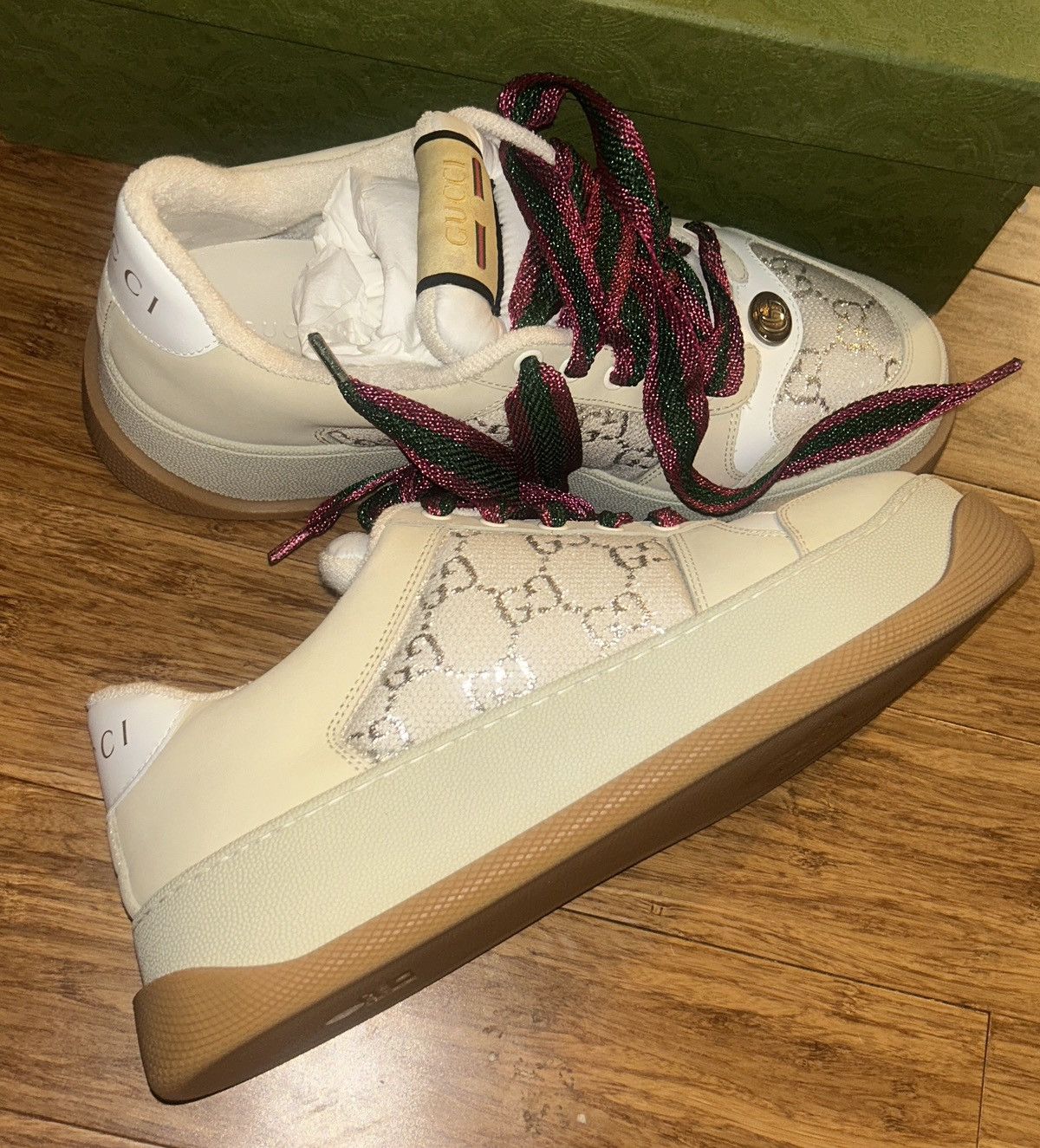 Gucci Gucci Light GG Lame Monogram Screener Sneaker 750633 Size US 10 / IT 40 - 4 Thumbnail