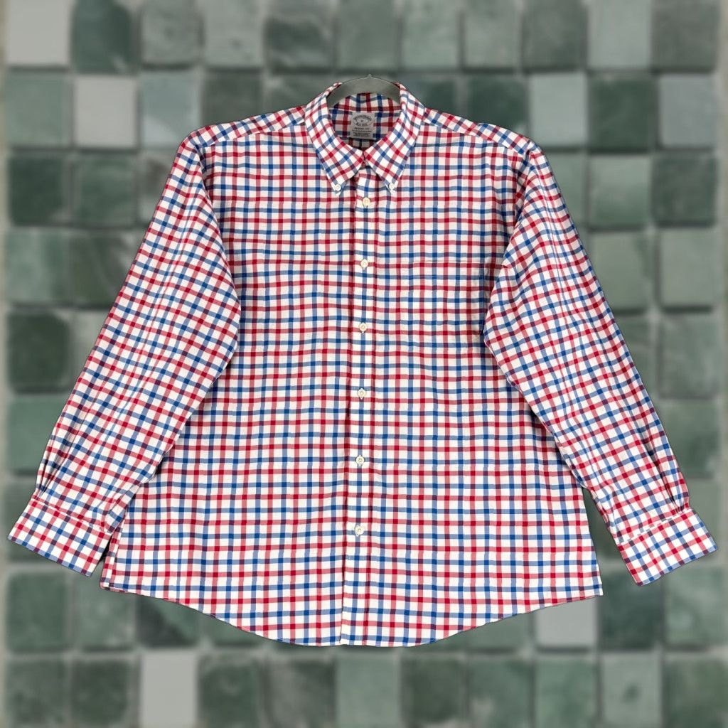 Brooks Brothers Brooks Brothers 1818 Button-Down Shirt Mens XL Red Blue Check Regent Fit LS Shirt Boys? Size US XL / EU 56 / 4 - 1 Thumbnail