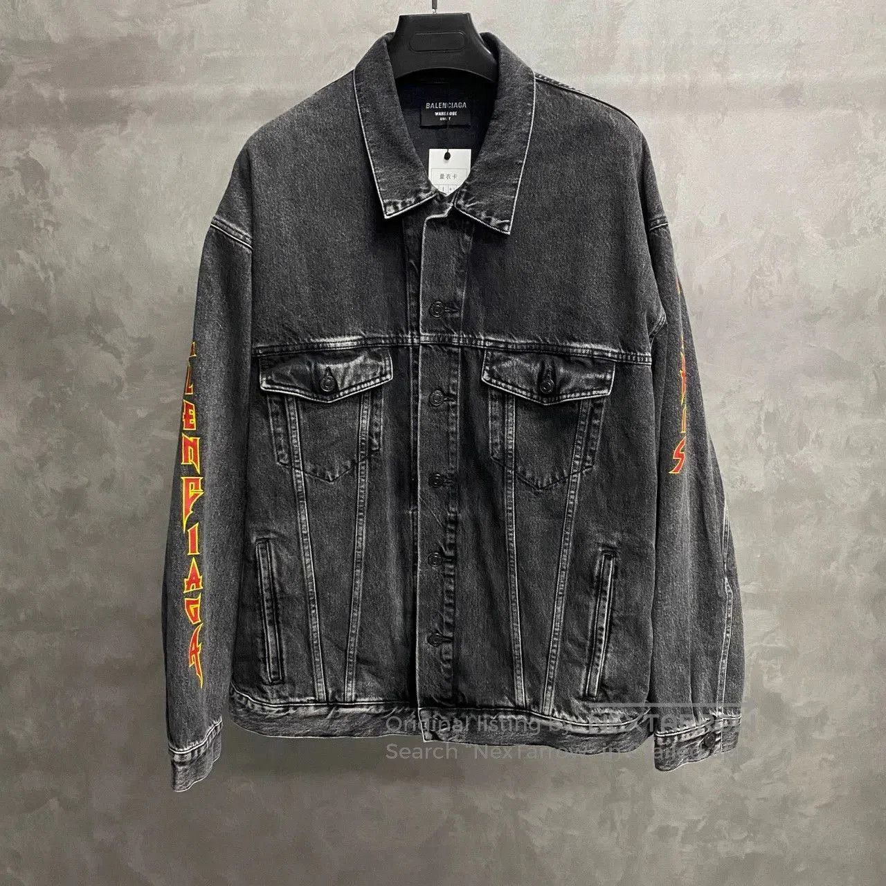 Balenciaga Balenciaga Latest Black Gray Logo Denim Jacket. Size US M / EU 48-50 / 2 - 1 Thumbnail