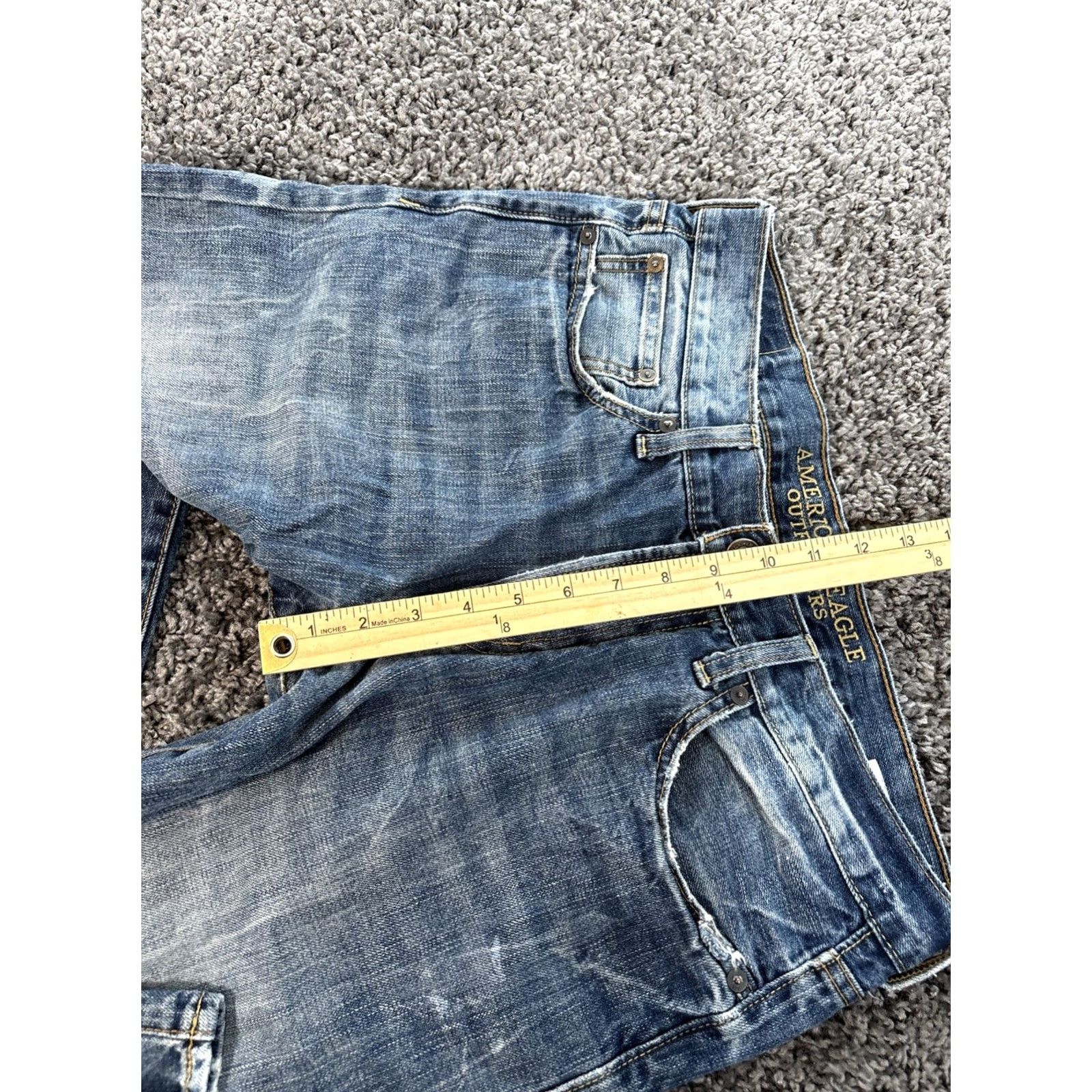 American Eagle Outfitters Vintage American Eagle Jeans Mens 32x30 Jeans Distressed 90s Grunge Hip Hop Baggy Straight Denim Blue MTM Wear Size US 32 / EU 48 - 5 Thumbnail