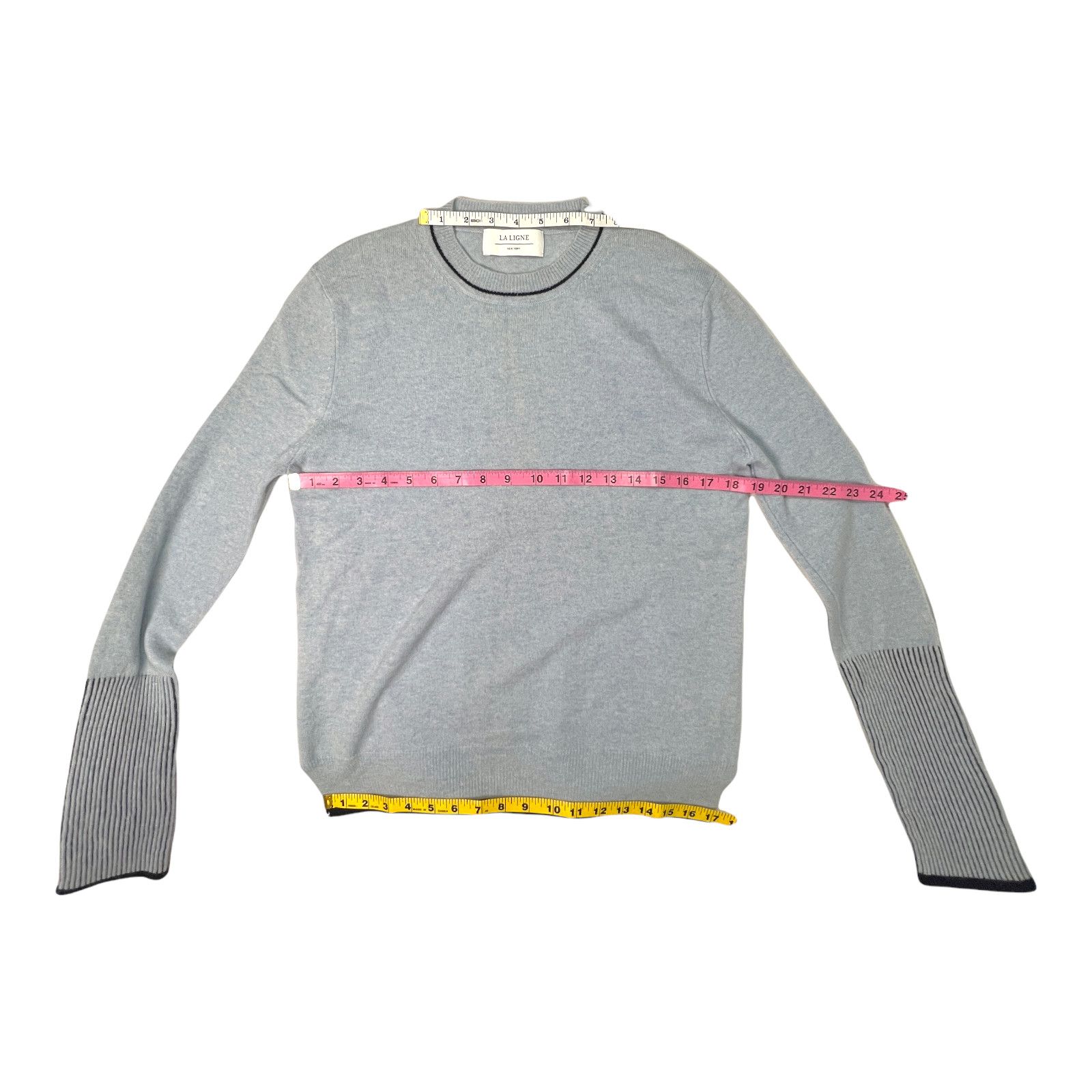 La Ligne La Ligne Cashmere Crew Sweater Small Blue Black Soft Size S / US 4 / IT 40 - 8 Thumbnail