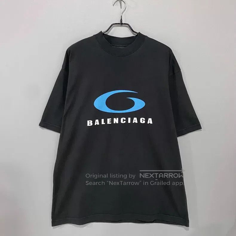 Balenciaga Balenciaga Blue Ring Wave Printed Aged Short Sleeve Size US M / EU 48-50 / 2 - 1 Thumbnail