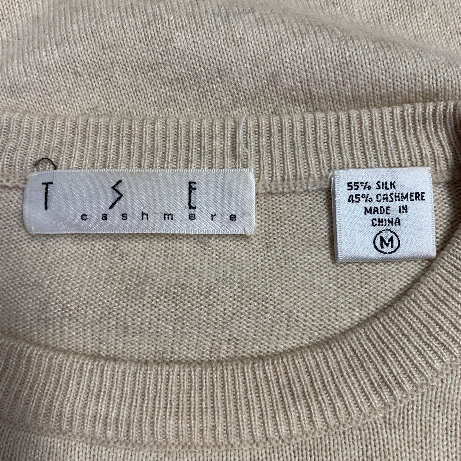 Tse TSE Size M Beige Oatmeal Cashmere Silk Short Sleeve Pullover Size M / US 6-8 / IT 42-44 - 5 Thumbnail