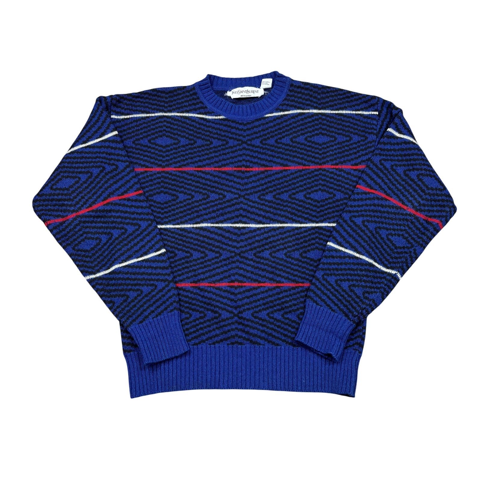 Vintage × Yves Saint Laurent VTG Yves Saint Laurent Wool 3D Stripe Sweater Men's Medium Size US M / EU 48-50 / 2 - 1 Thumbnail