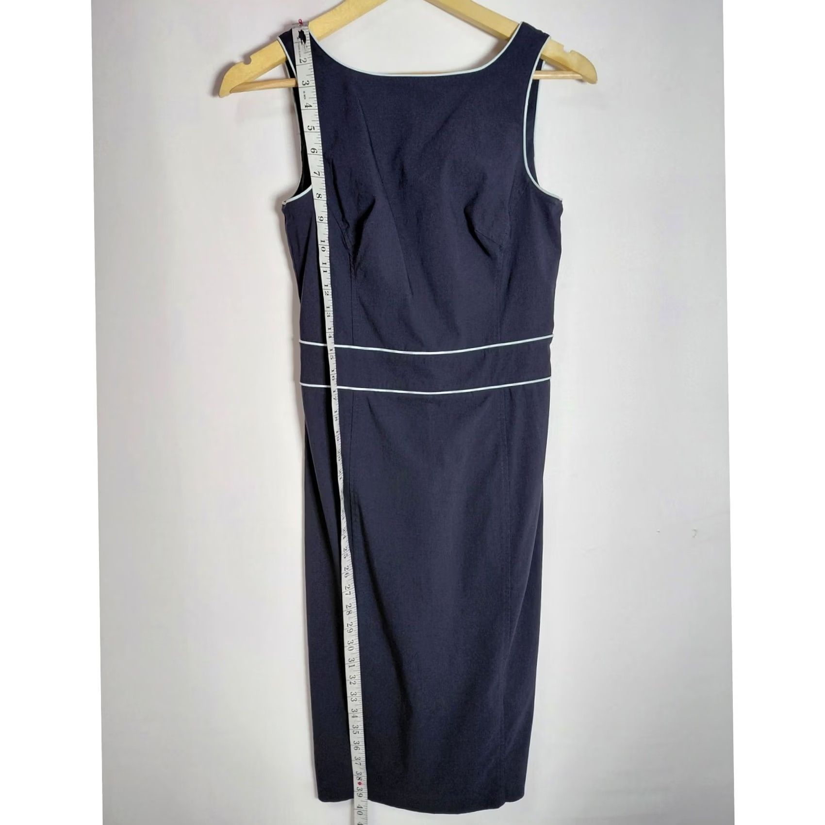 Express EXPRESS STRETCH Navy Dress Solid Sleeveless Knee Length Women Size 4 Size S / US 4 / IT 40 - 4 Thumbnail