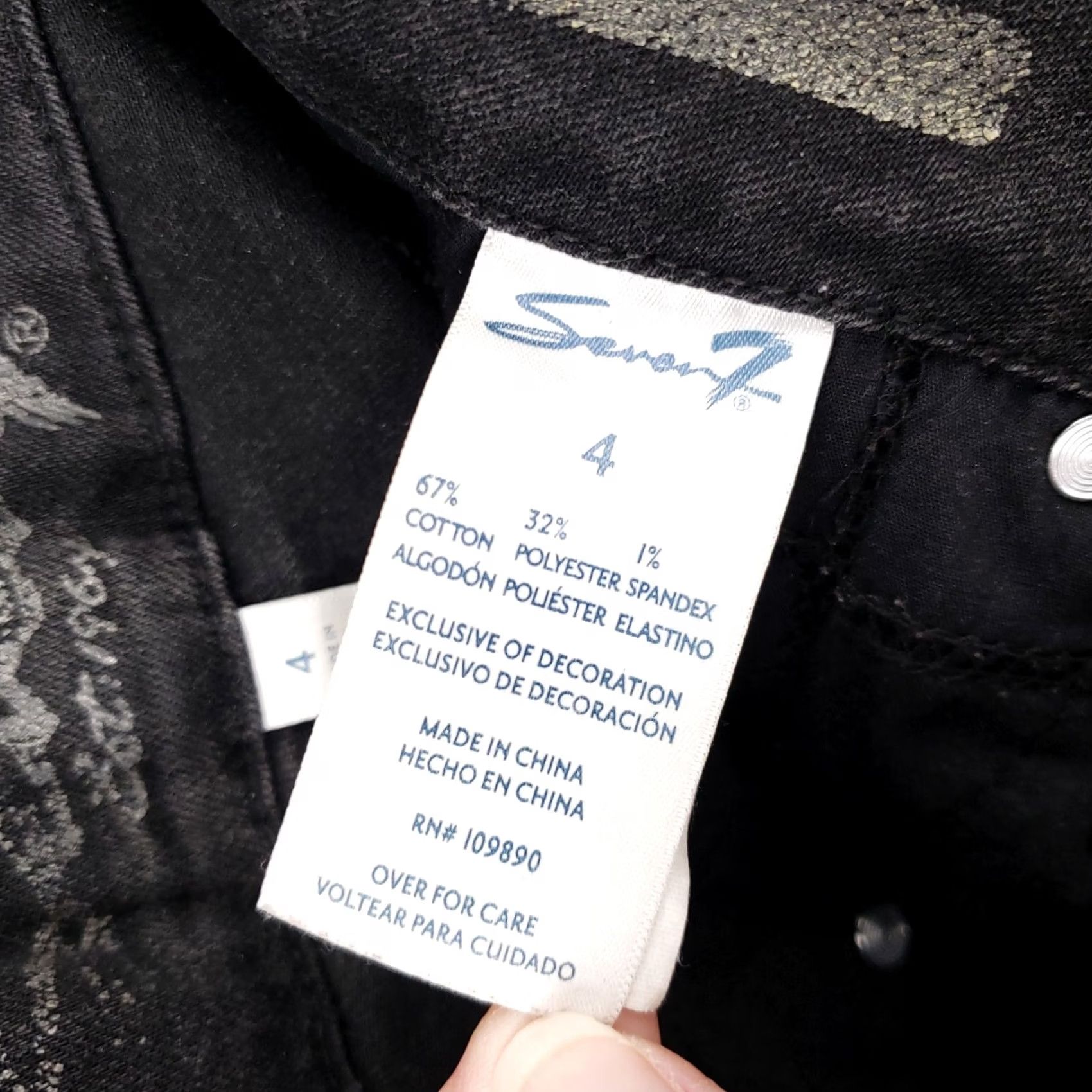 Vintage Seven7 Jeans Womens 4 Black Mid Rise Skinny Distressed Pocket Dark Wash Denim Size 27" / US 4 / IT 40 - 5 Thumbnail
