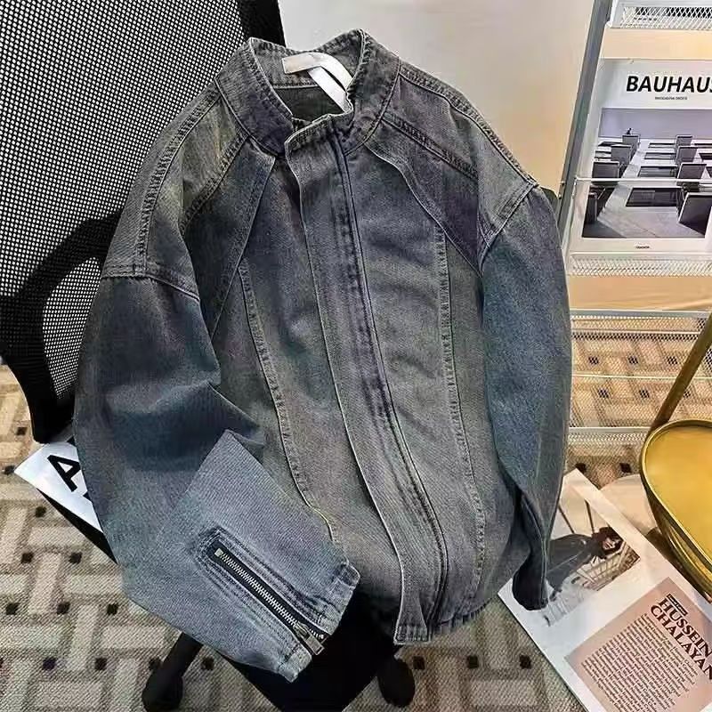 Vintage Vintage Washed Denim Biker Jacket Size US M / EU 48-50 / 2 - 1 Thumbnail