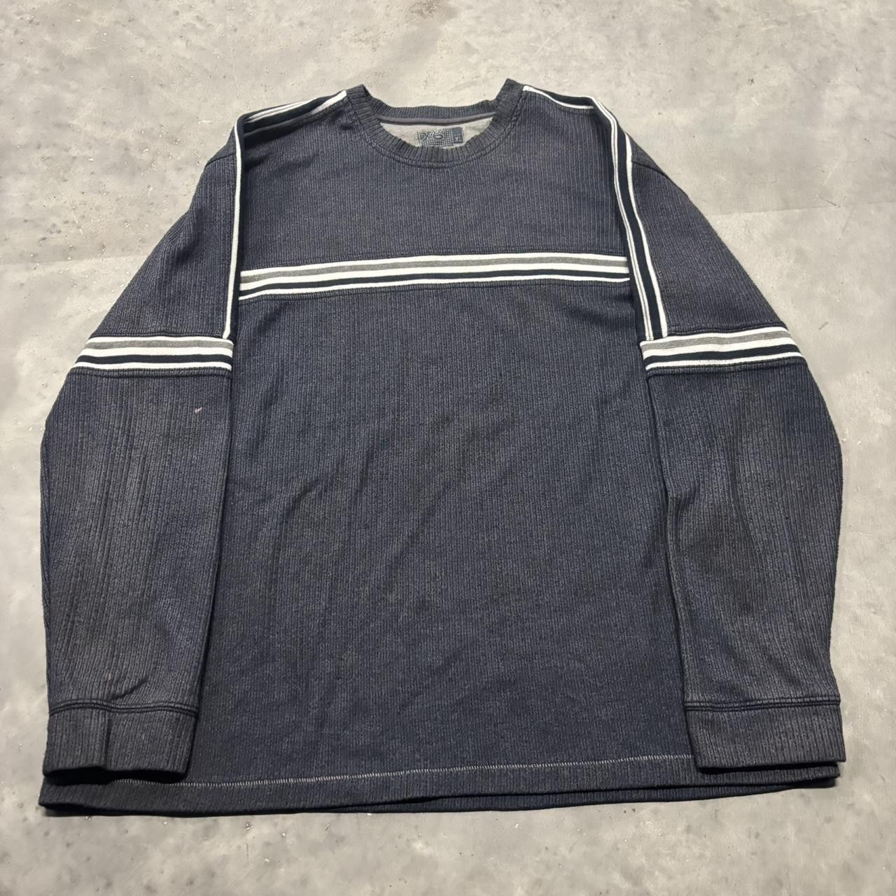 Japanese Brand × Vintage Crazy Vintage Y2K/2000s Grunge Blue Striped Skater Essential Sweater! Size US XL / EU 56 / 4 - 1 Thumbnail
