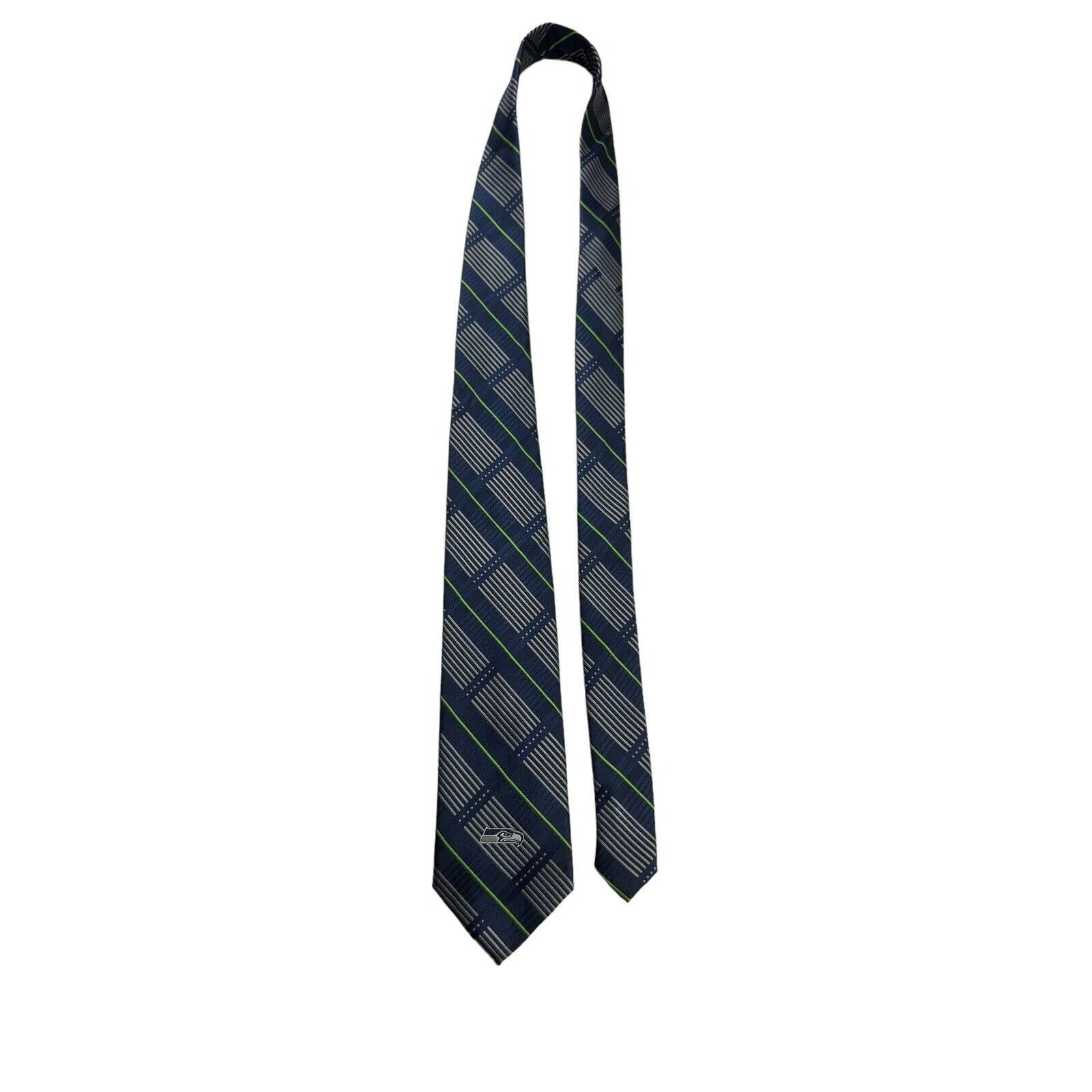 NFL NFL Seattle Seahawks Striped Embroidered Mascot Necktie Size ONE SIZE - 2 Thumbnail