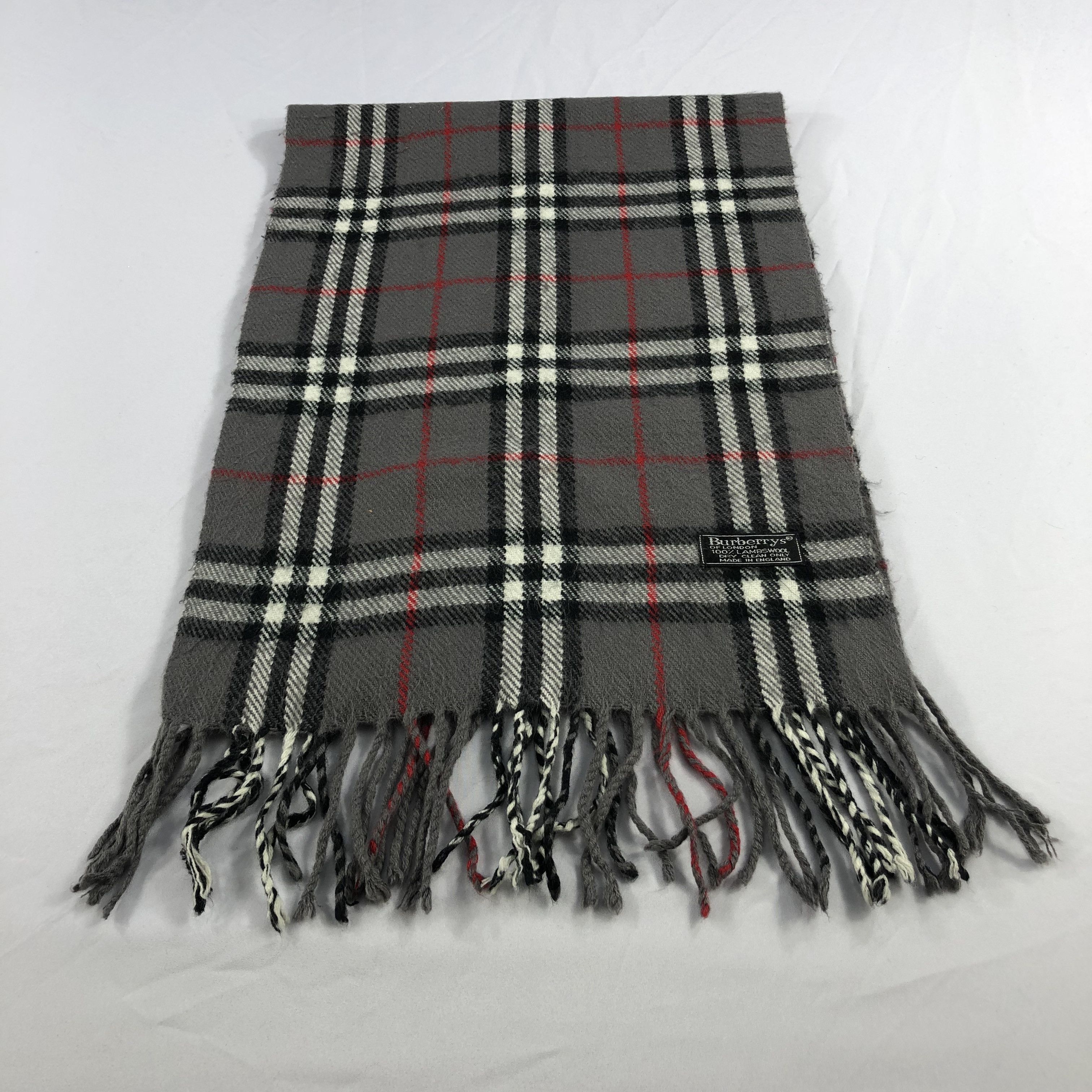Burberry Burberrys Nova Check Grey Wool Scarf Muffler V1021 Size ONE SIZE - 2 Thumbnail