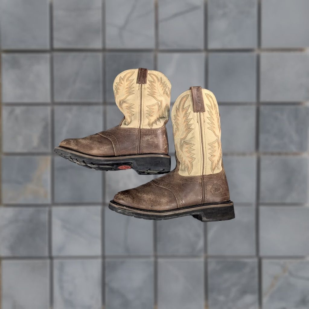 Vintage Justin Cowboy Work Boots Mens 8 D Brown Leather  display picture 3