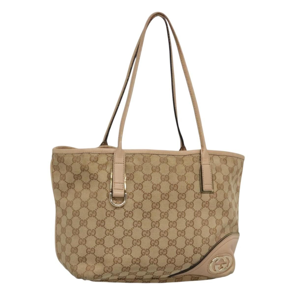 Gucci GG Canvas Shoulder Bag Beige Gold 169946 Auth Bs25253 in Beige/Gold, Women's
