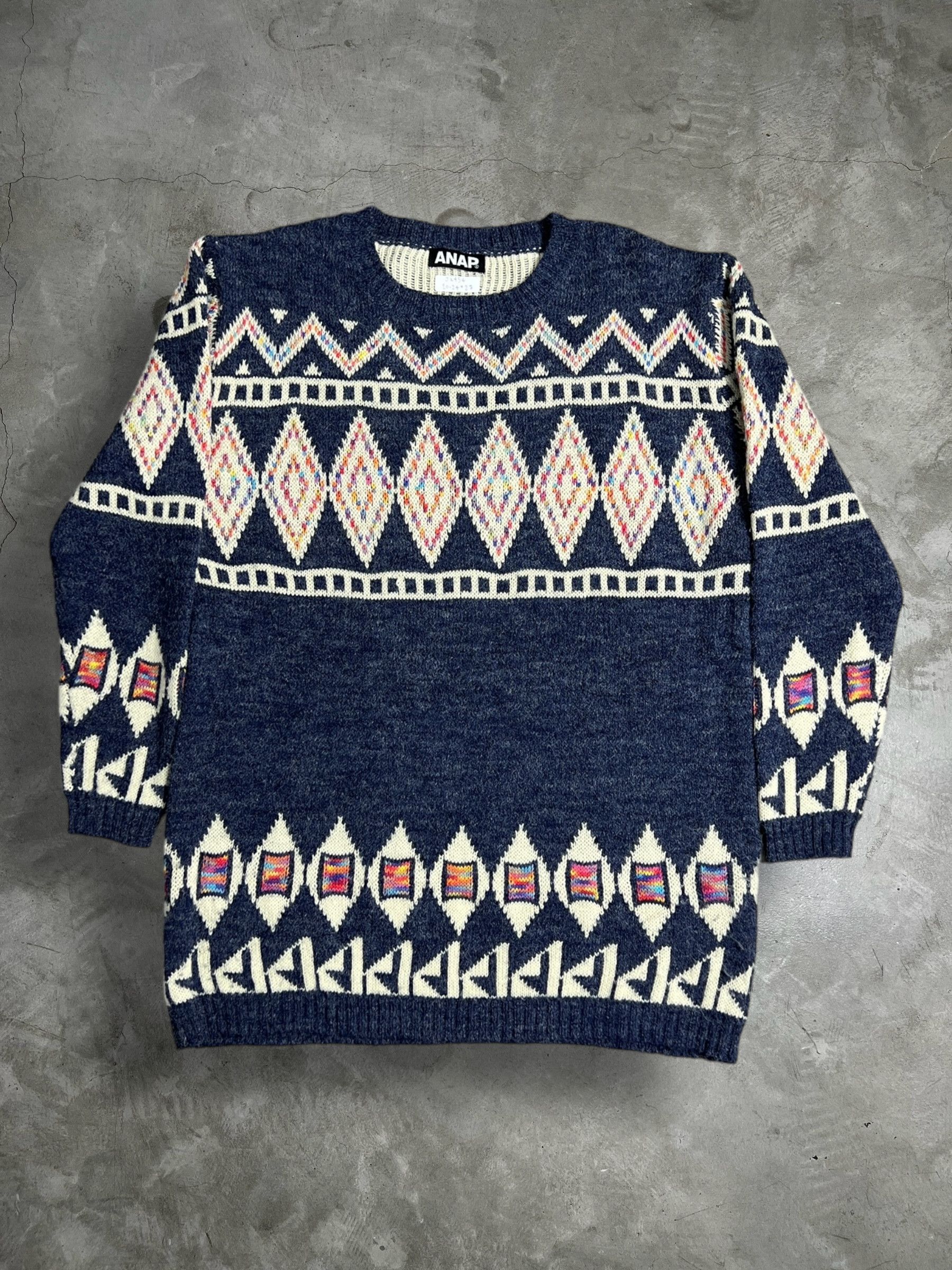 Japanese Brand ANAP Argyle Knit Sweater (F) JK454 Size ONE SIZE - 1 Thumbnail