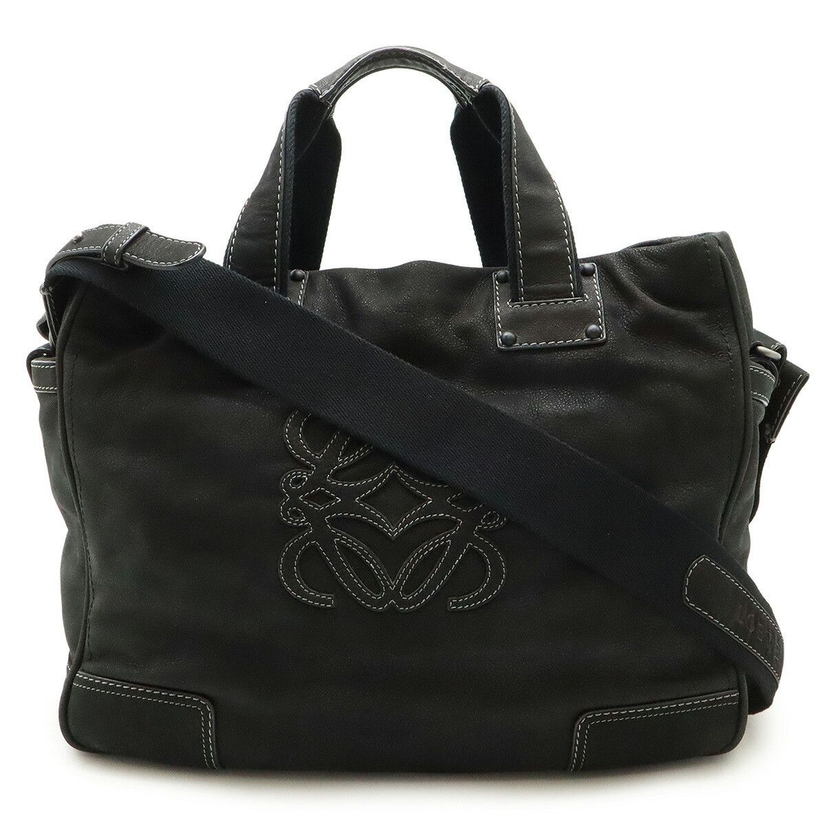 Loewe Loewe Nubuck Anagram 2Way Tote Bag Leather Shoulder Bag in Black, Women's