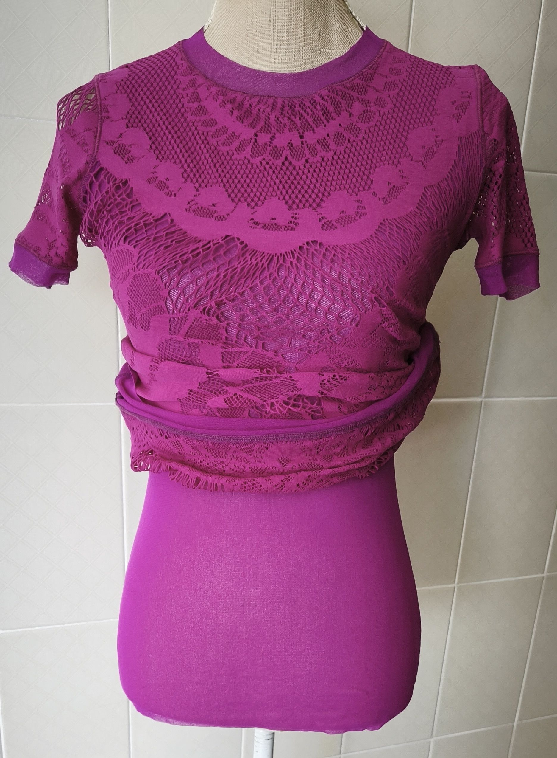 Jean Paul Gaultier SS 2008 - Lace and mesh - top and skirt Size M / US 6-8 / IT 42-44 - 14 Thumbnail
