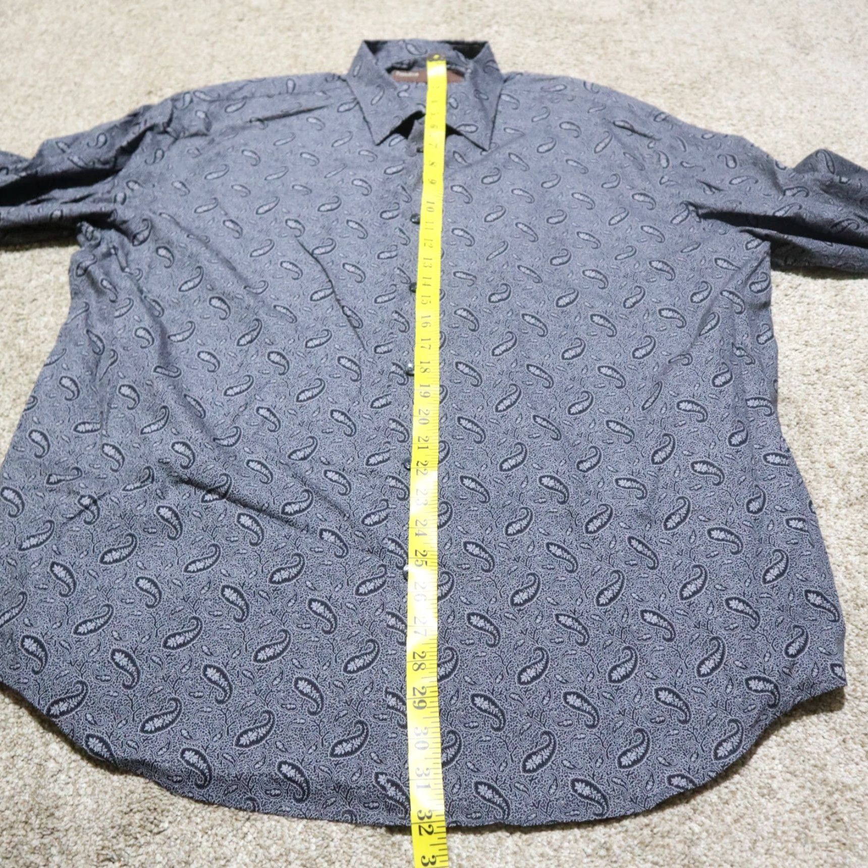 Perry Ellis Perry Ellis Shirt Button-Up Mens XL Gray Paisley Long Sleeve Collared Button-Down Size US XL / EU 56 / 4 - 6 Thumbnail