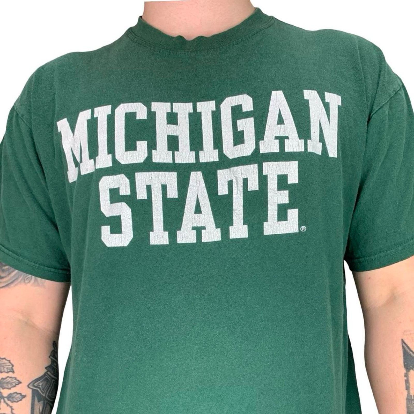 Steve And Barrys × Vintage Vintage Steve & Barry's Michigan State Distressed T-shirt Size US L / EU 52-54 / 3 - 1 Thumbnail