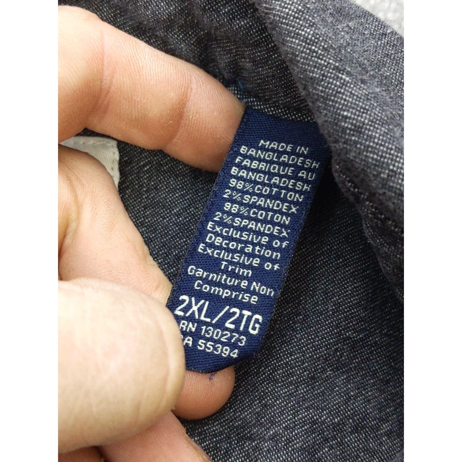 Wrangler Wrangler Shirt Mens 2XL Gray Denim Stretch Button-Up Long Sleeve Workwear Casual Size US XXL / EU 58 / 5 - 7 Thumbnail