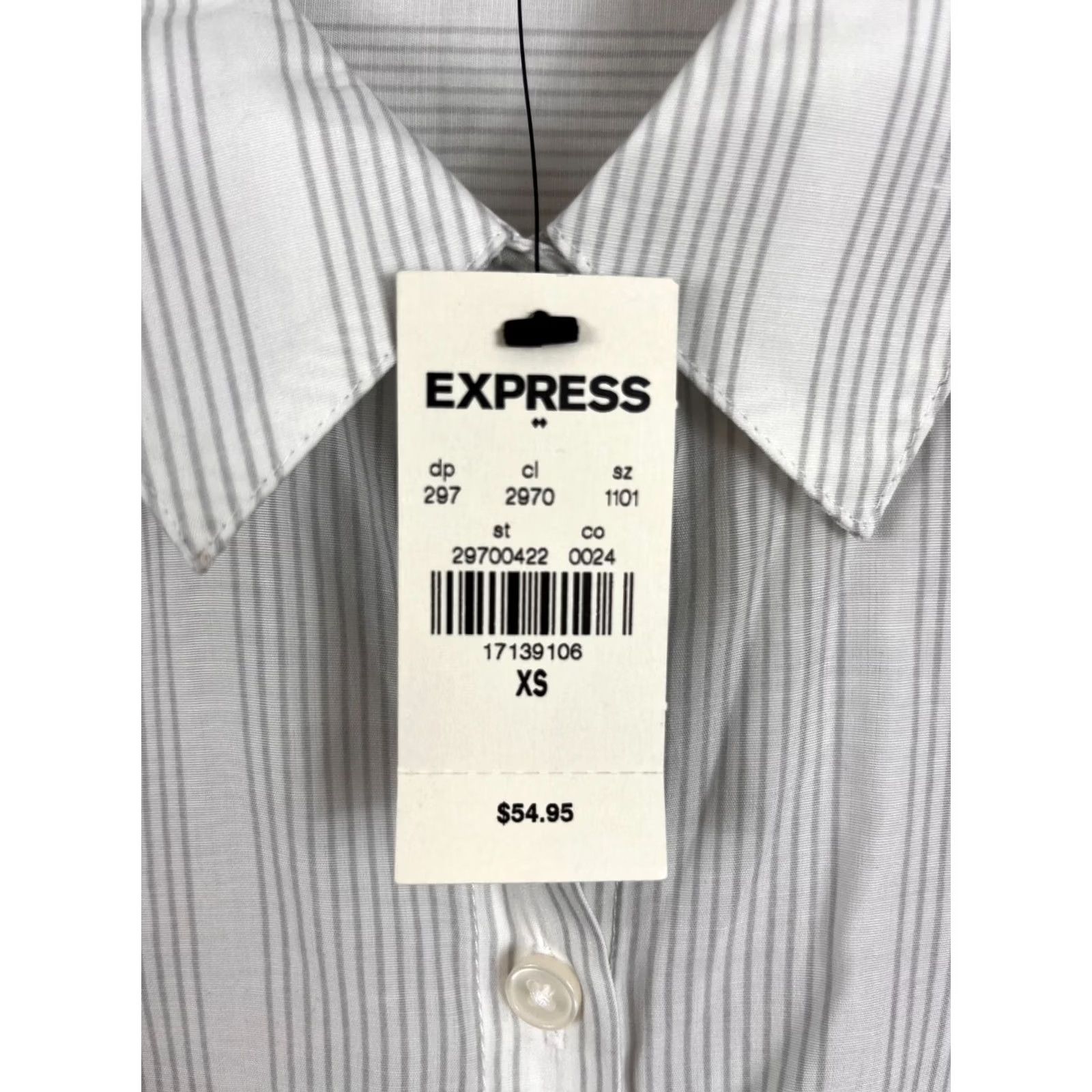Express Express Womens Button Up Blouse shirt Striped Long sleeve Pockets Dragon stripe XS Size XS / US 0-2 / IT 36-38 - 5 Thumbnail