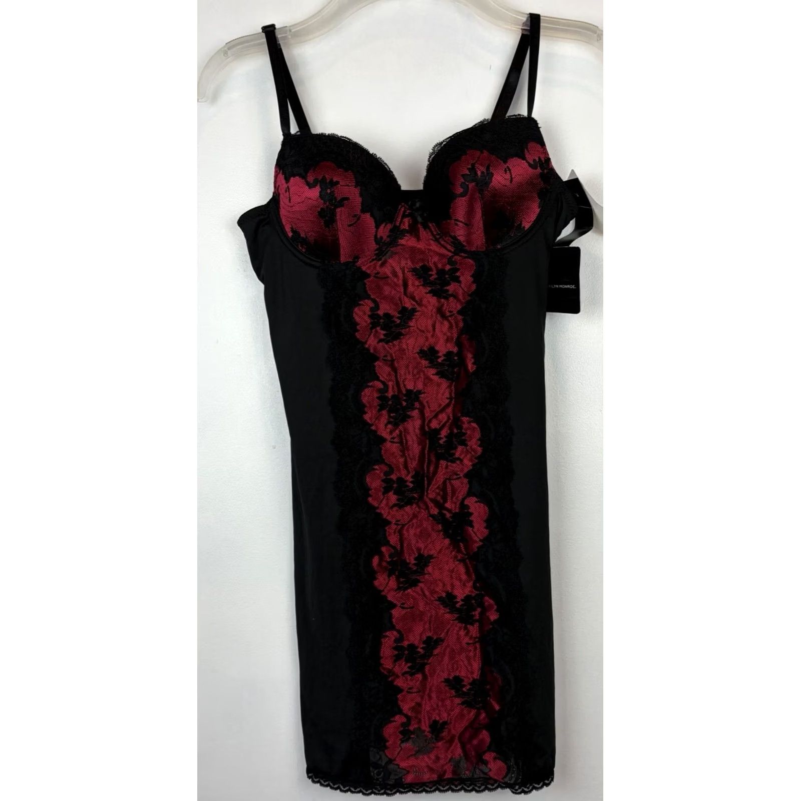 Vintage Marilyn Monroe Slip Red Womens Small S Lace Teddy Nightie Half Slip Adjustable Strap Polyester - Sex Sexy New Size ONE SIZE - 2 Thumbnail