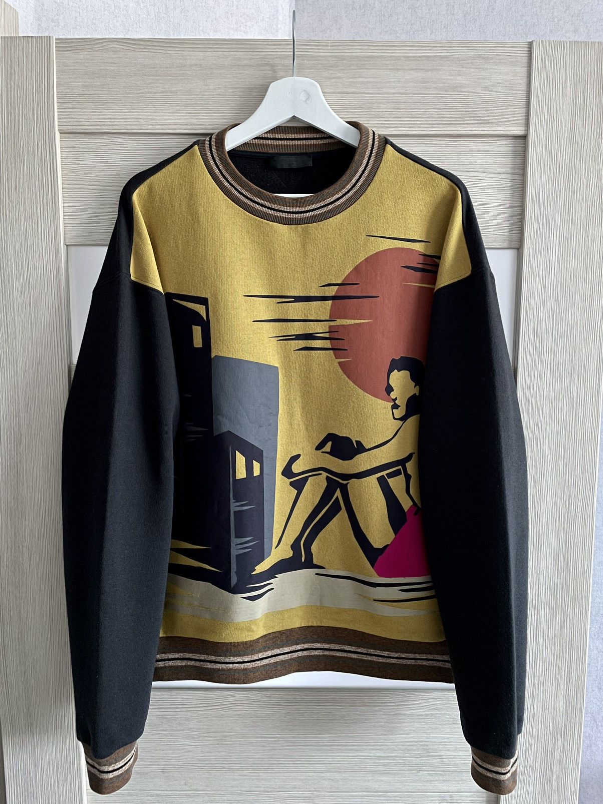 Pre-owned Prada Hawaiian Sunset Multi Cotton Sweatshirt Size L In Multicolor