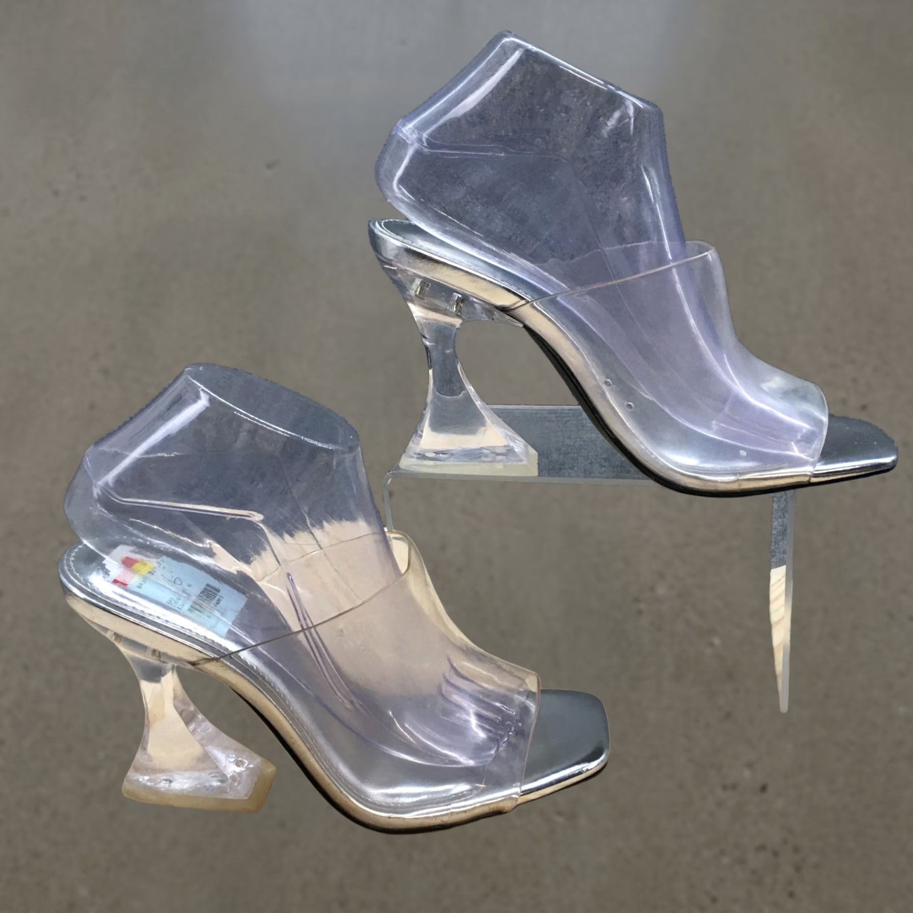 Bar III Bar III Heels Womens 9 M Cherr Mule Clear Slip On Open Toe Spool NEW Size US 9 / IT 39 - 1 Thumbnail
