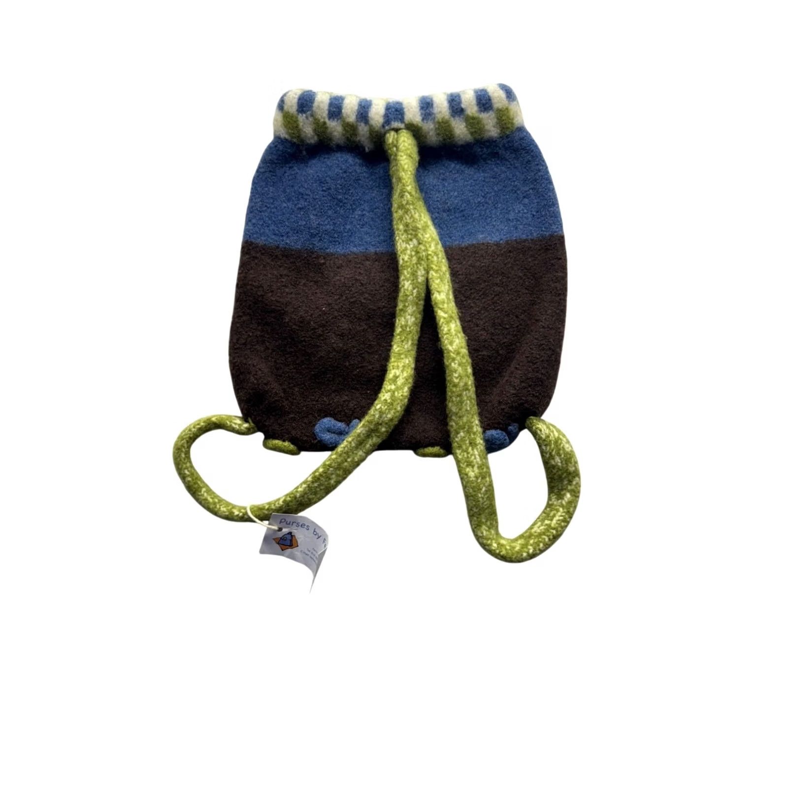 Vintage Purses By Fern Handcrafted Felted Wool Backpack Women Wool Backpack Blue Bag Size ONE SIZE - 2 Thumbnail