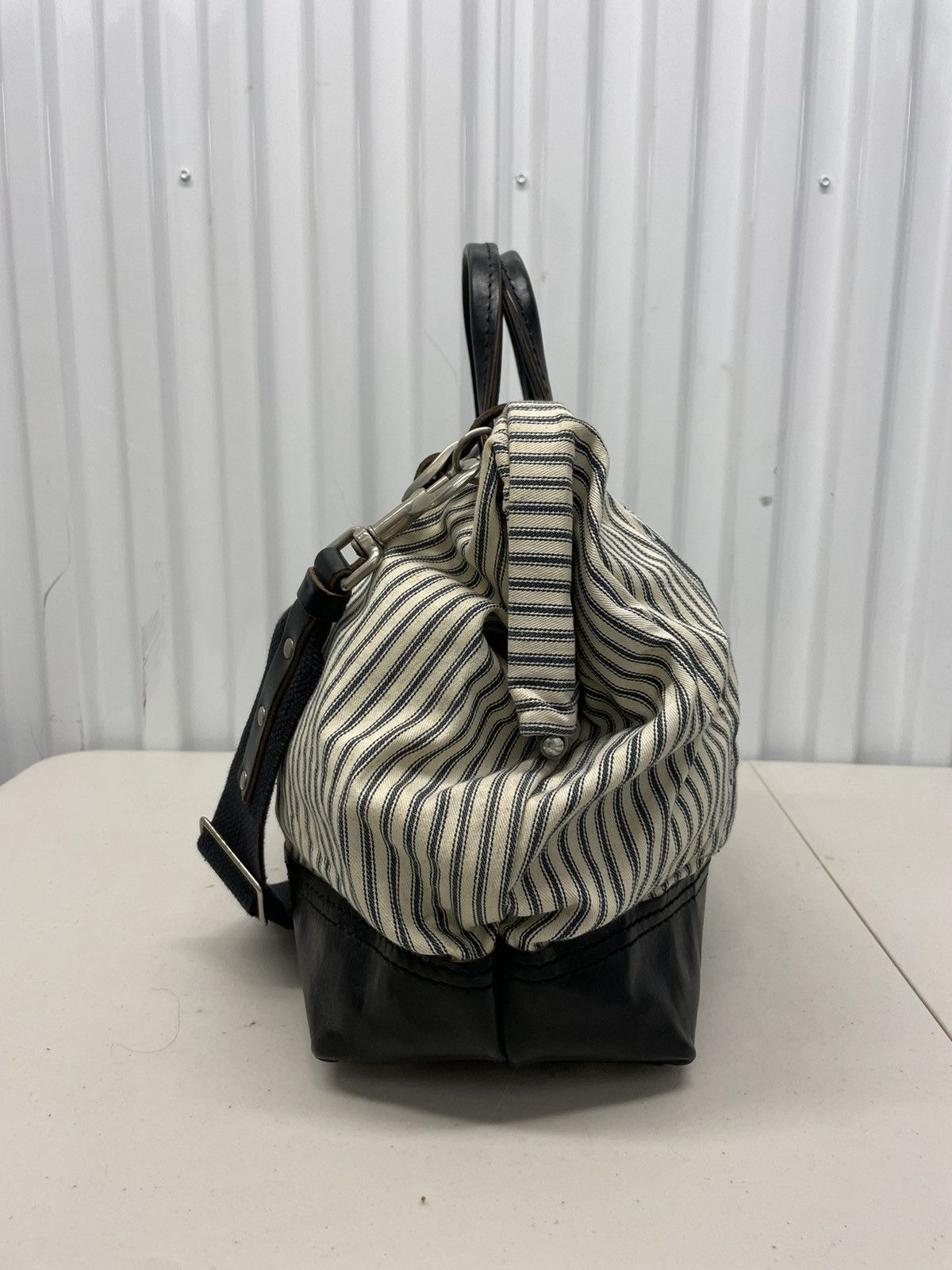 Billykirk Denim Stripe Leather Cotton Duffle Carryall Bag Doctor Tool Size ONE SIZE - 6 Thumbnail