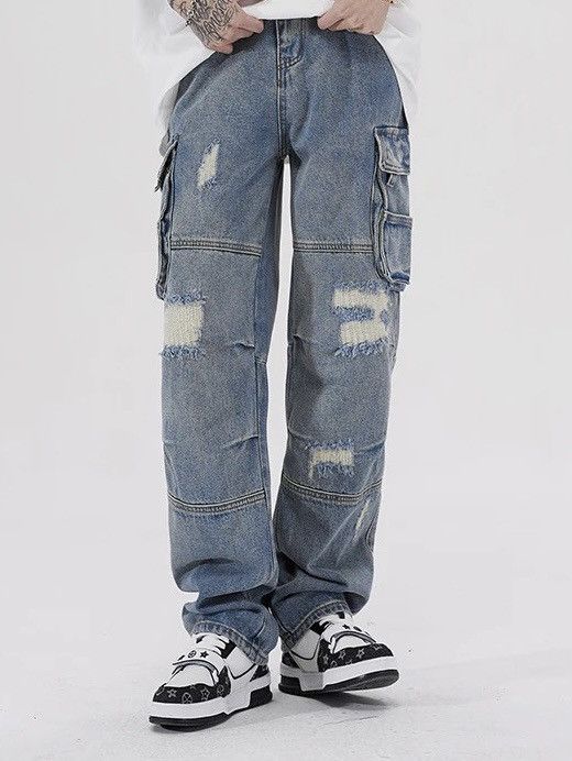 Y2K Cargo Straight Denim Jeans