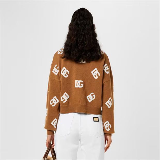 Dolce & Gabbana o1g2r1mq1024 Logo Knit Sweater in Brown & White Size S / US 4 / IT 40 - 4 Thumbnail