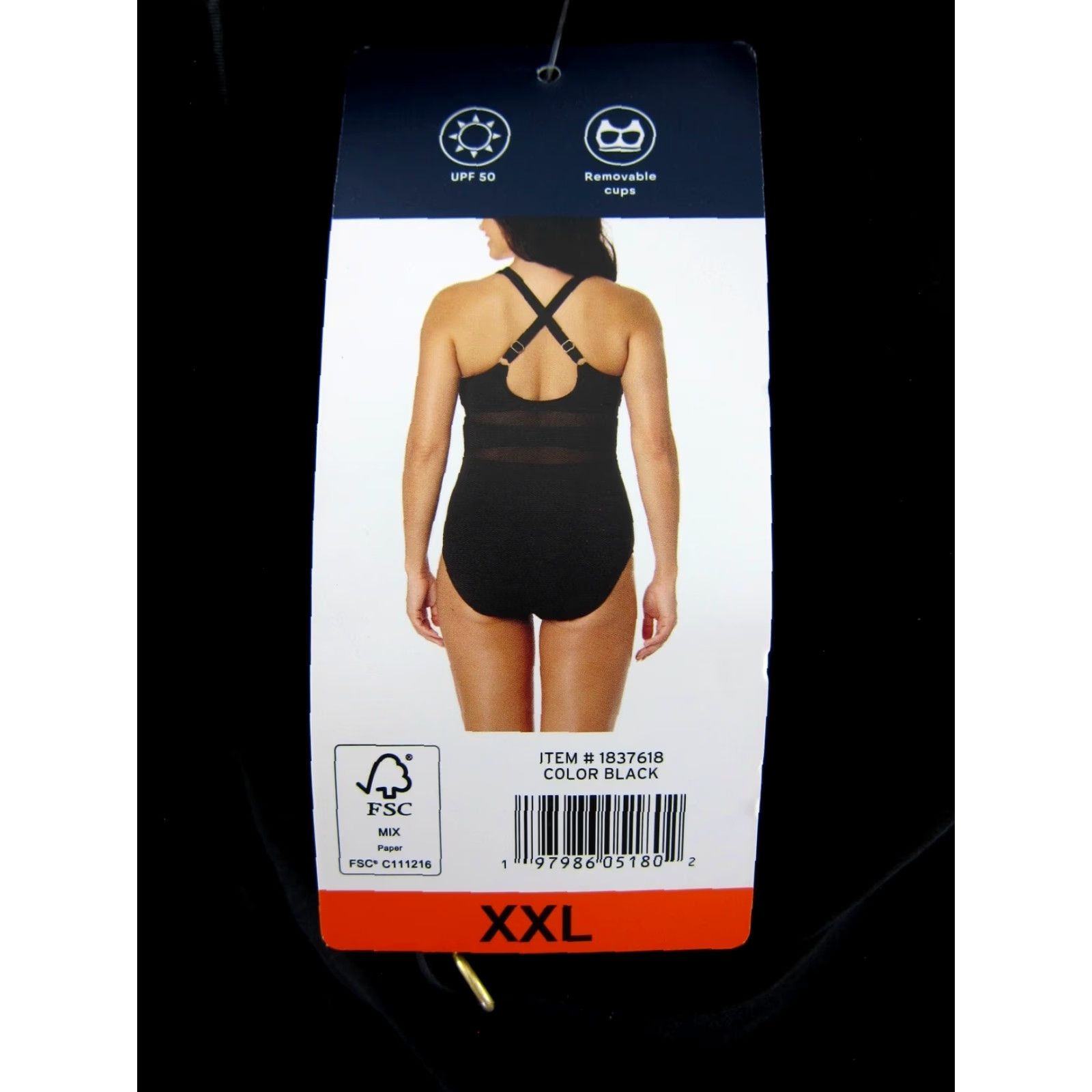 Lands' End NWT Lands' End Black Built In Bra Wide Strap Slimming One Piece Swimsuit XXL Size ONE SIZE - 4 Thumbnail