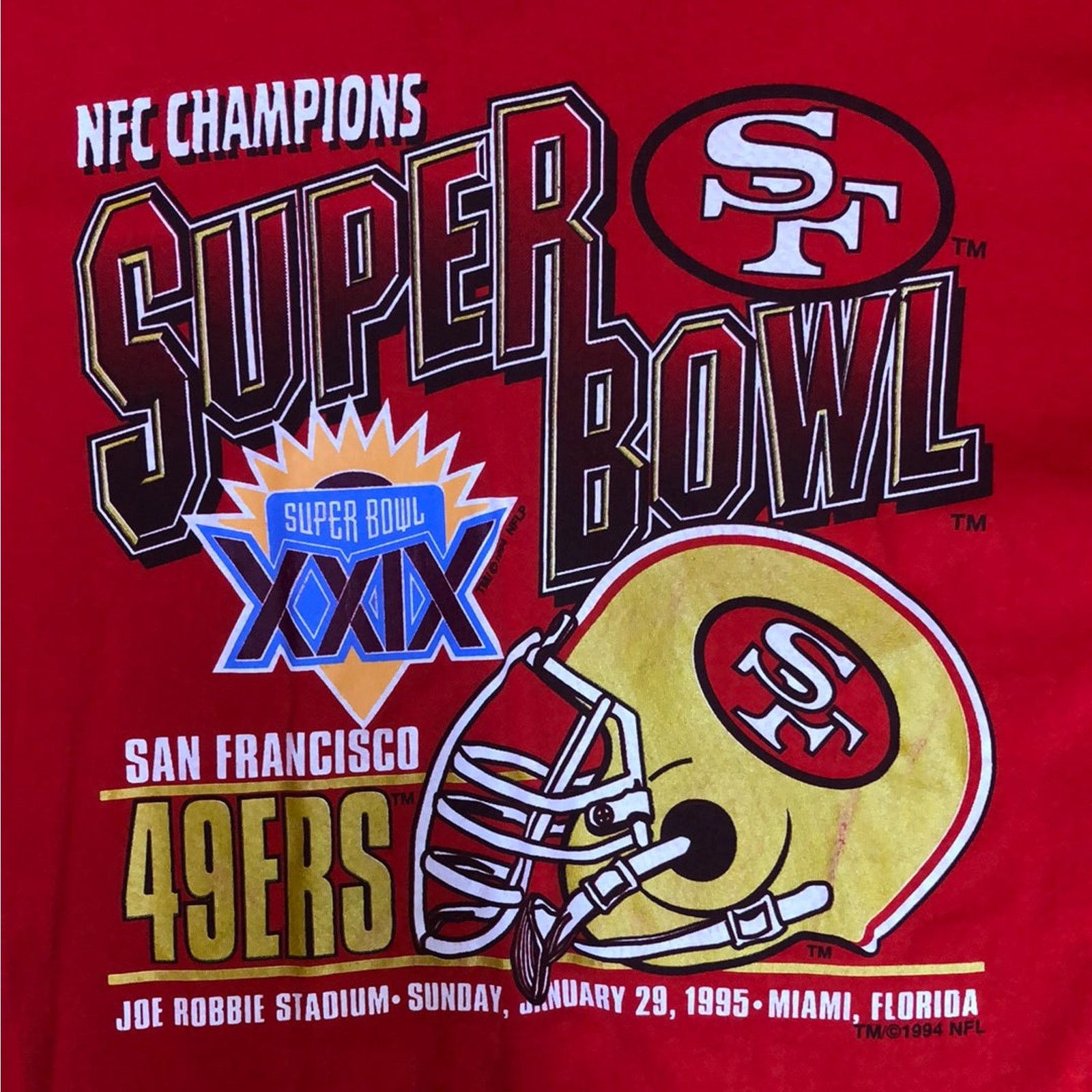 NFL Vintage 1995 NFL SF 49ers Super Bowl XXIX NFC Champions XL Size US XL / EU 56 / 4 - 4 Thumbnail