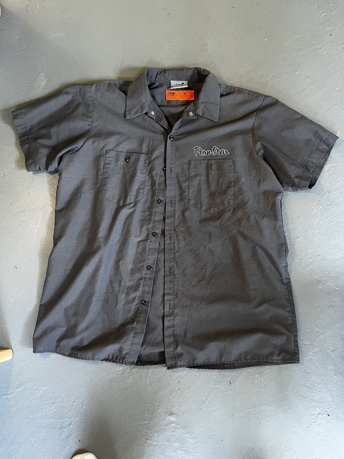 image of Dickies x Vintage 90's Pornstar Brand Shirt in Grey, Men's (Size XL)