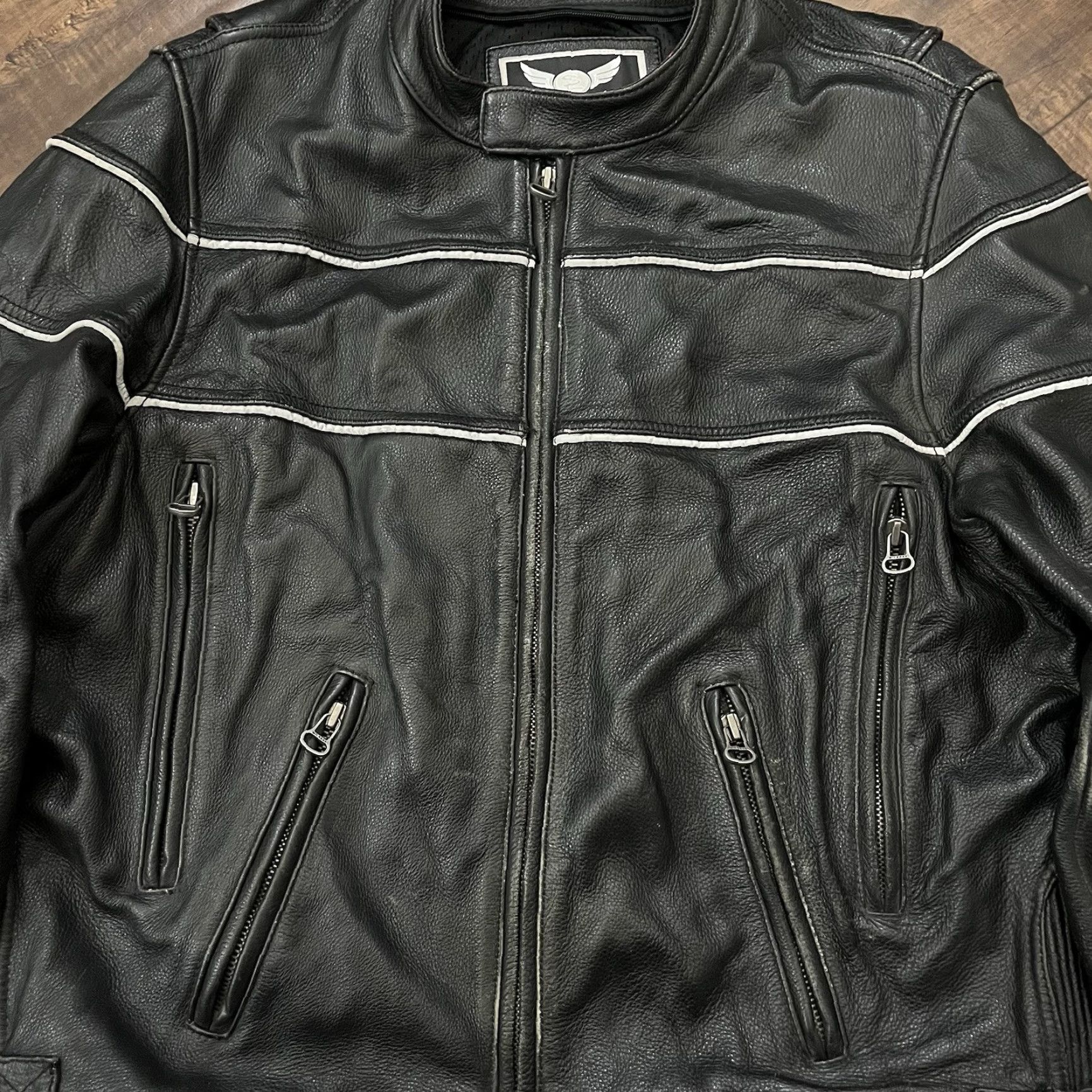 Vintage VINTAGE Street Legal Leather Jacket - Motorcycle Biker Cafe Racer Full Zip, Mens XL, Black, Classic Style Size US XL / EU 56 / 4 - 3 Thumbnail