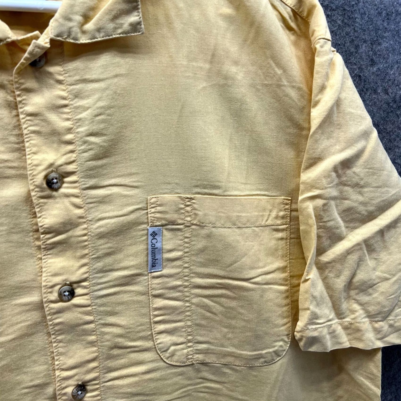 Vintage Columbia Shirt Mens XL Yellow Button-Down Short Sleeve Hawaiian Fishing Cotton Regular Size US XL / EU 56 / 4 - 5 Thumbnail