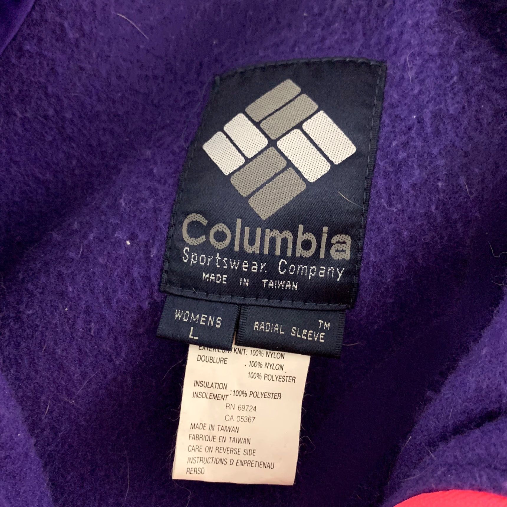 Vintage VTG Columbia Jacket Full Zip Women's L Pink Purple Radial Sleeve Parka Jacket Size L / US 10 / IT 46 - 2 Thumbnail