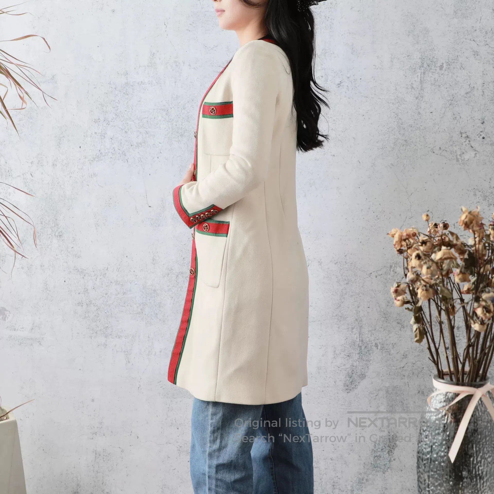 Gucci Gucci Beige Wool Stripe Long Coat. Size XS / US 0-2 / IT 36-38 - 4 Thumbnail