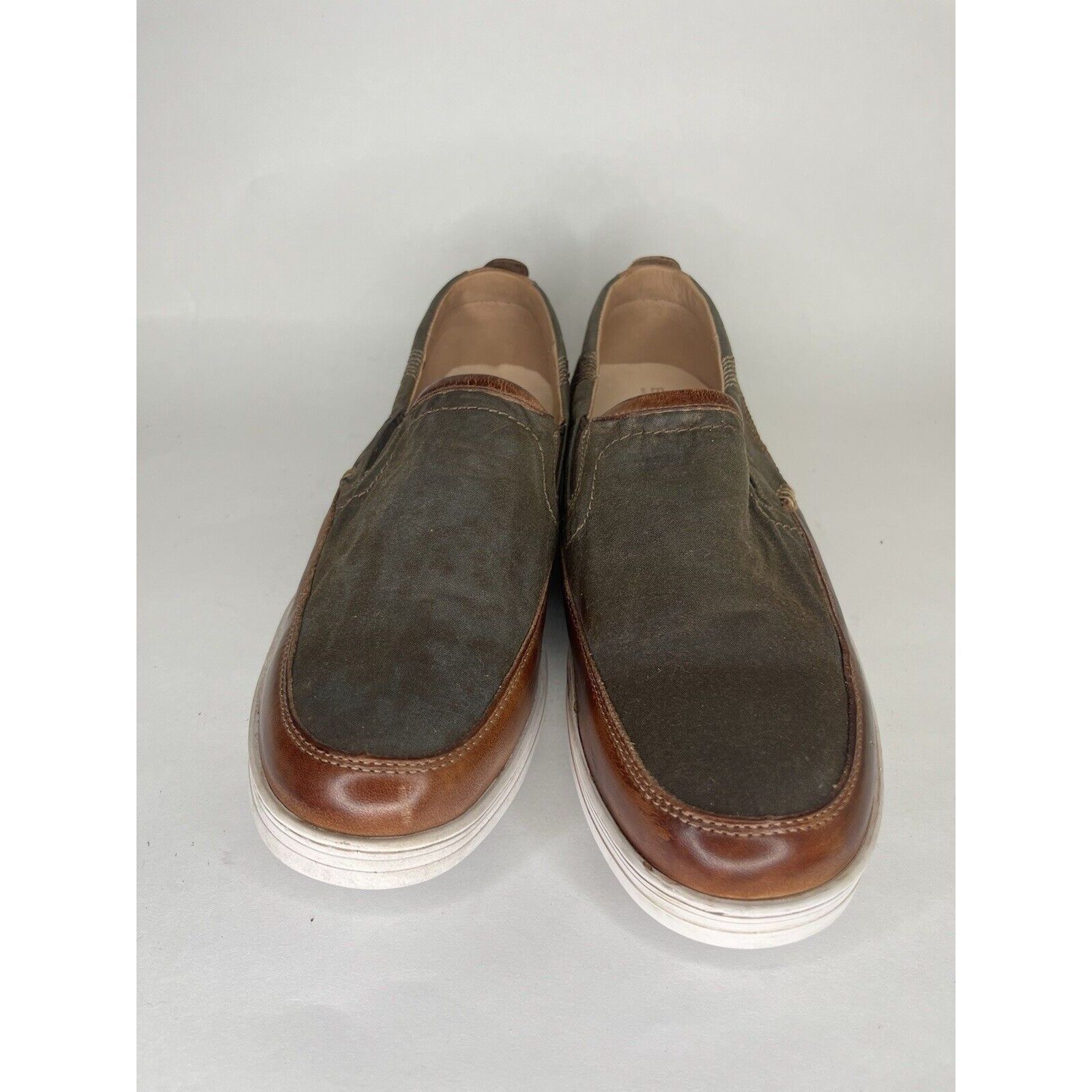 Bed Stu Bed Stu Green Canvas Brown Leather Casual Loafers Shoes Men Size US 13 / EU 46 - 15 Thumbnail